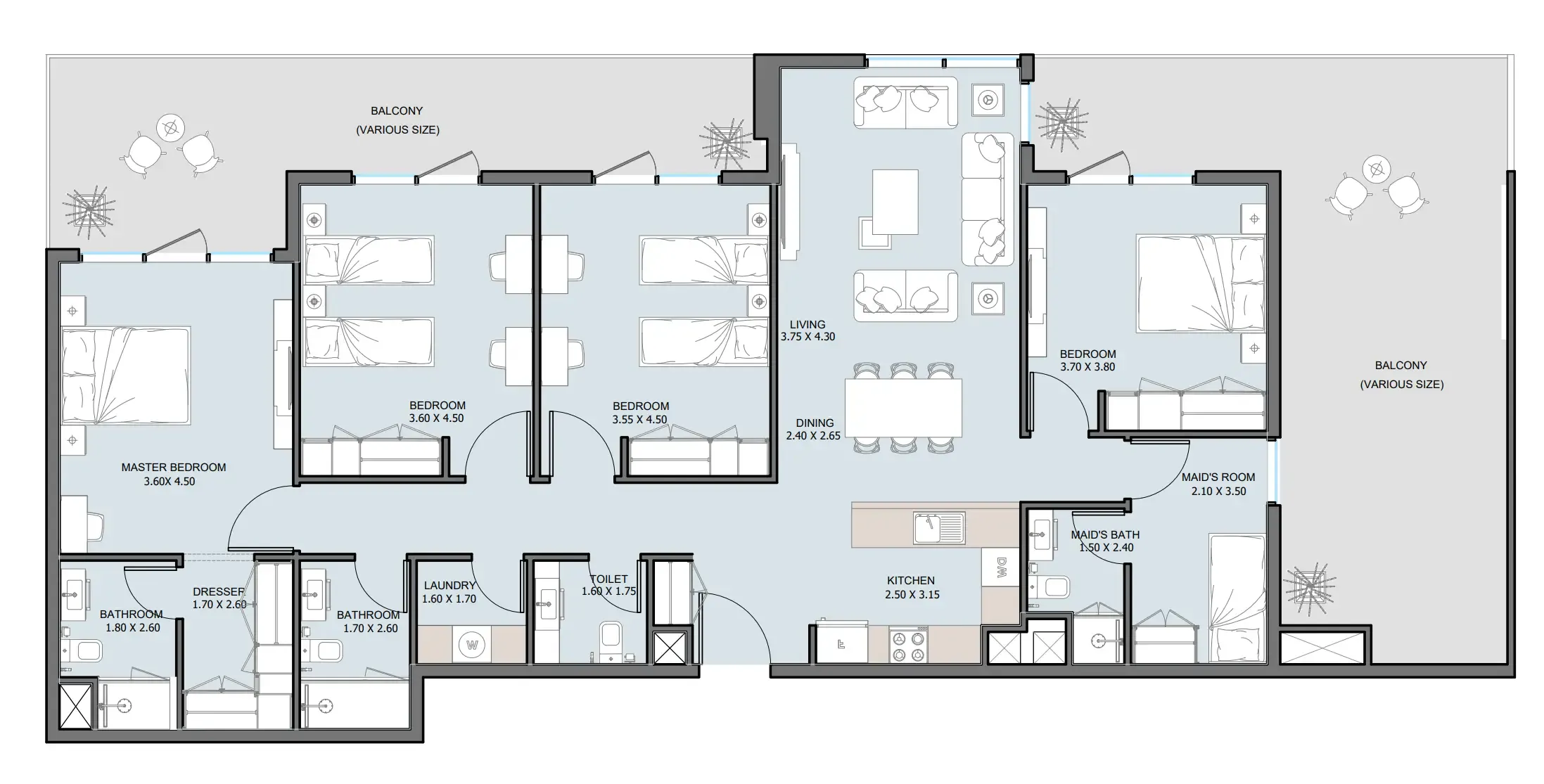 The District 4 bed floor plan, 2,352 sqft
