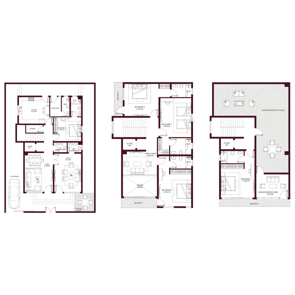 Kabbali Hills 5 bed floor plan, 4,001 sqft