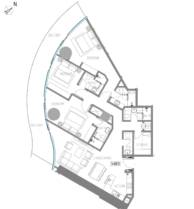Damac Casa 3 bed floor plan, 2,062 sqft