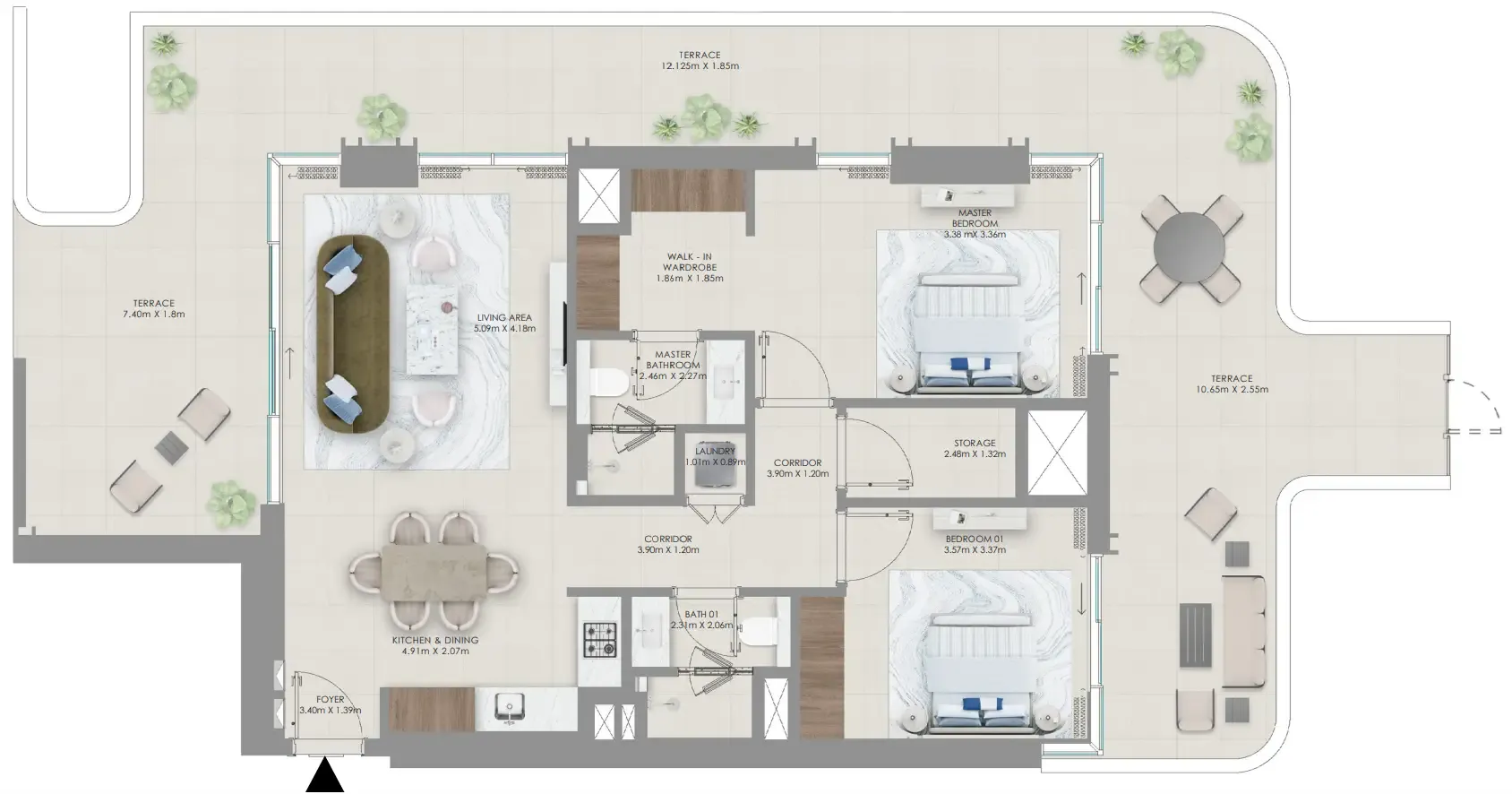 Baystar by Vida 2 bed floor plan, 1,921 sqft