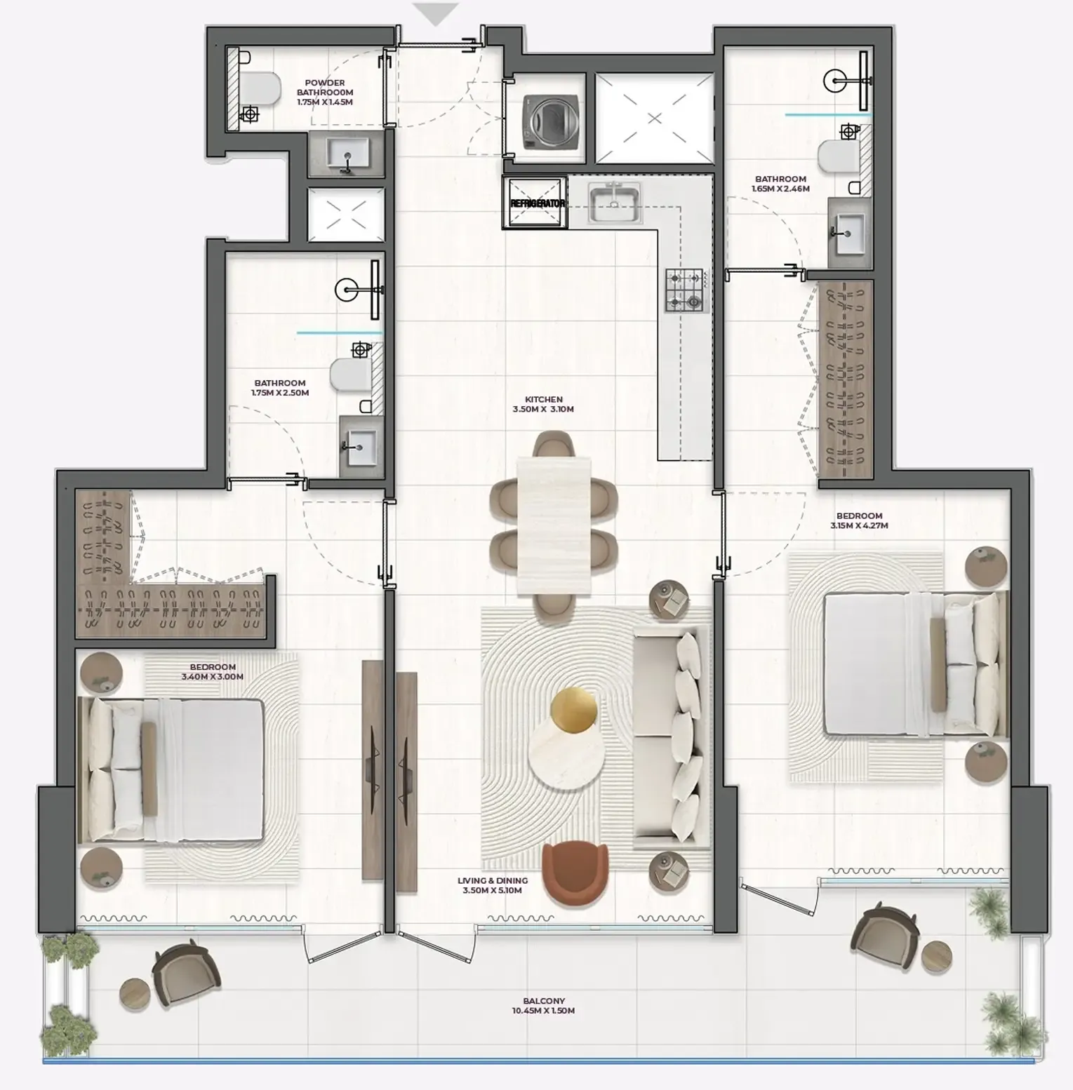Derby Heights by AMIS 2 bed floor plan, 1,055 sqft