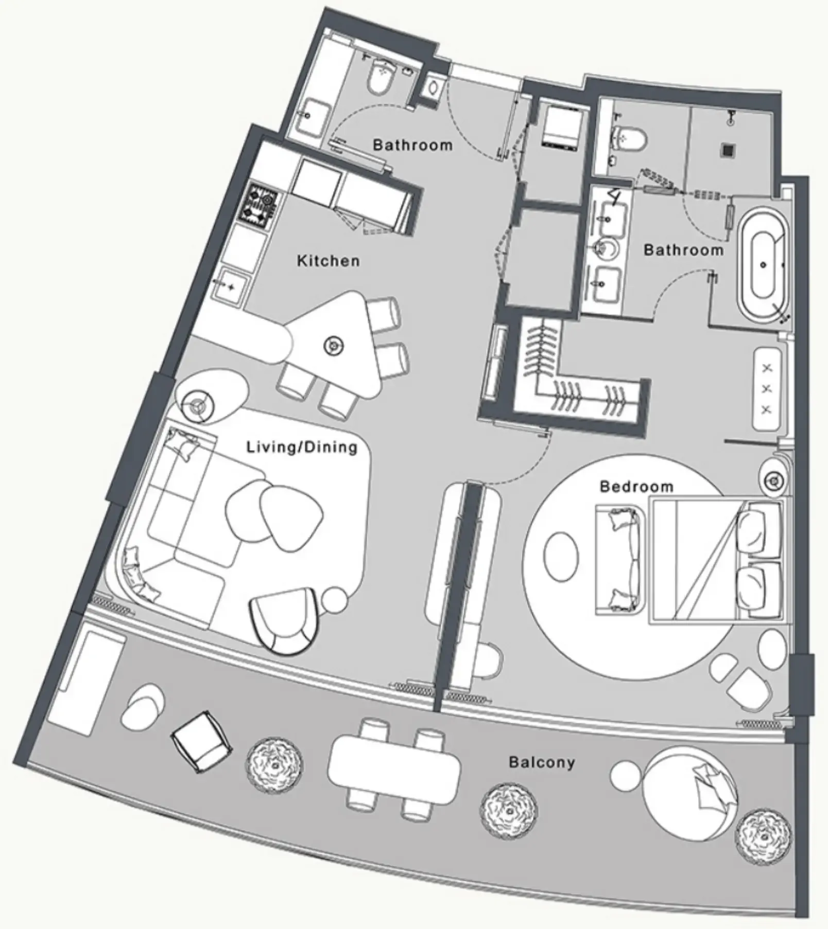 JW Marriott Residences and Resort 1 bed floor plan, 1,197 sqft