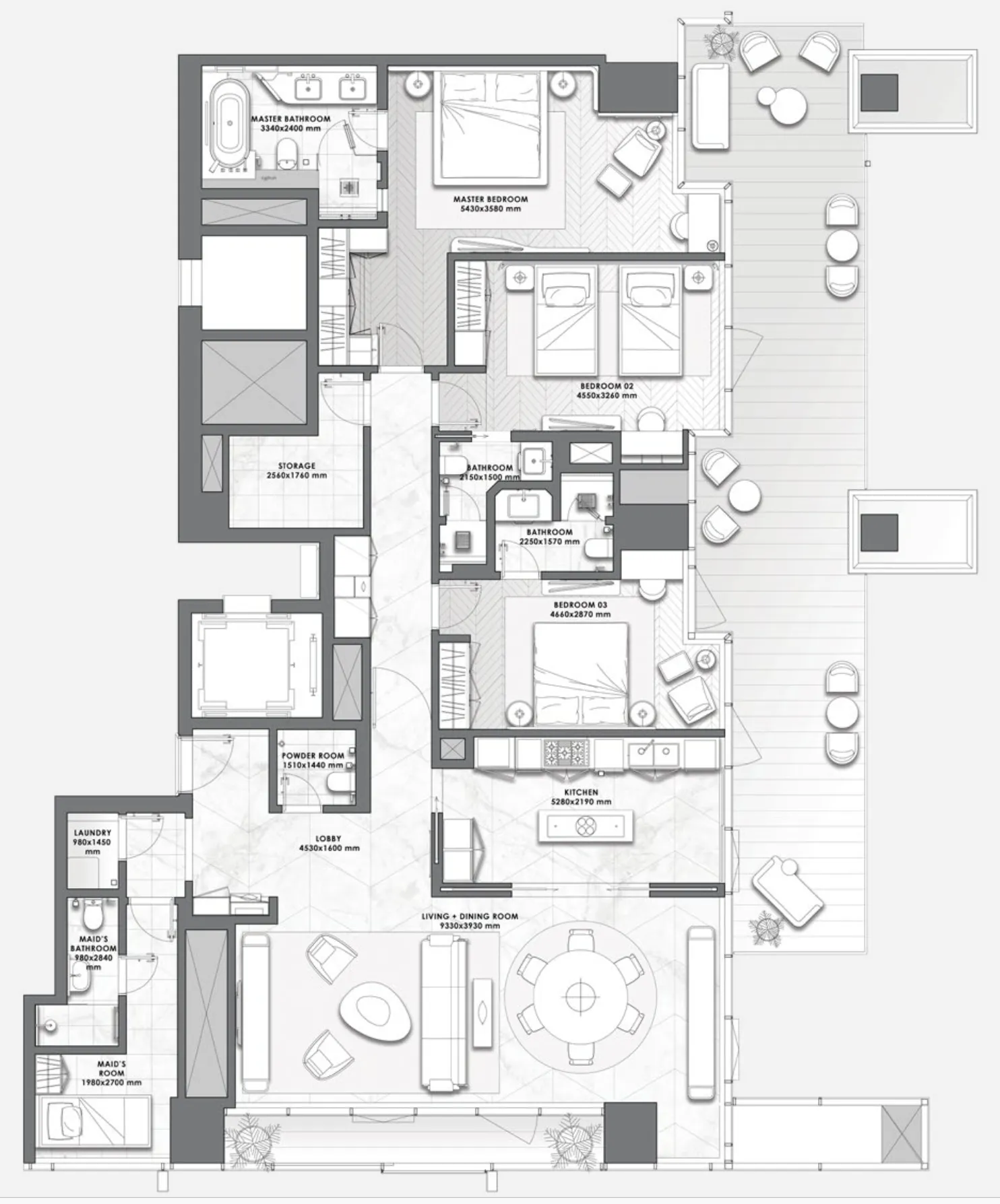 DaVinci 3 bed floor plan, 2,672 sqft