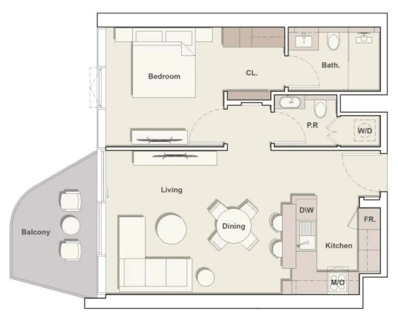 Portside Square 1 bed floor plan, 796 sqft