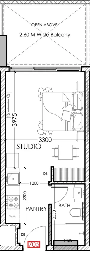 Al Haseen Residences 5 Studio floor plan, 369 – 385 sqft