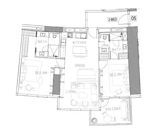 Cavalli Tower 2 bed floor plan, 1,435 sqft