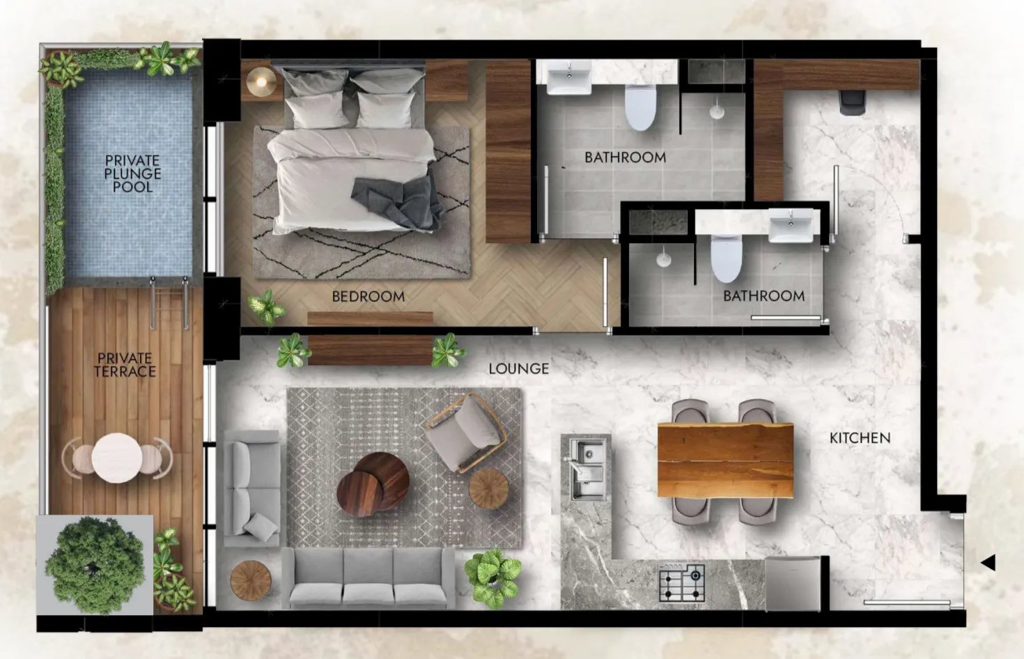 Lucky Royale Residence 1 bed floor plan, 828 – 831 sqft