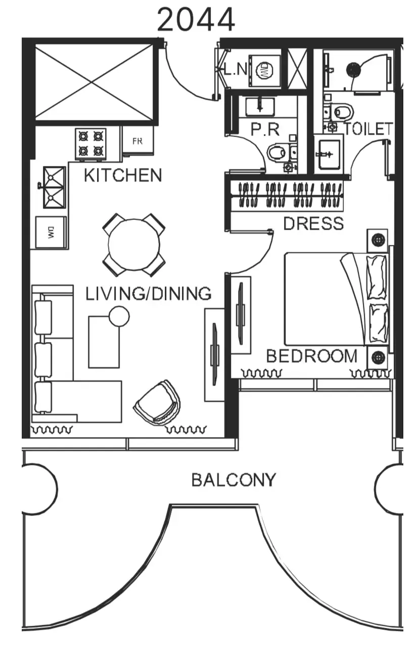 The WOW Tower 1 bed floor plan, 762 sqft