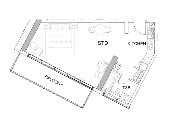 Damac Hills - Radisson Dubai Studio floor plan, 673 sqft