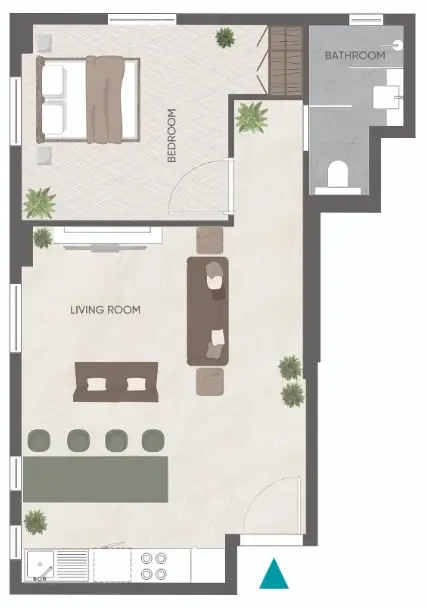 Eden Golf Views 1 1 bed floor plan, 590 sqft