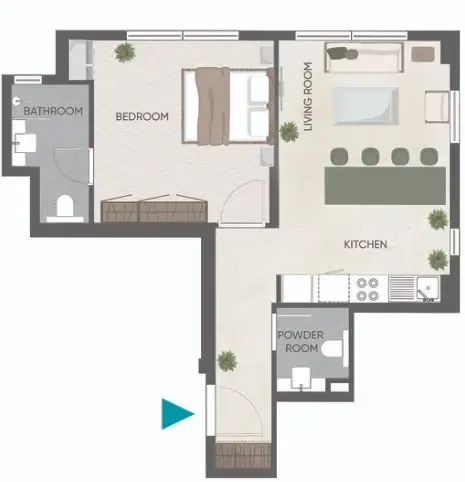 Eden Golf Views 1 1 bed floor plan, 586 sqft