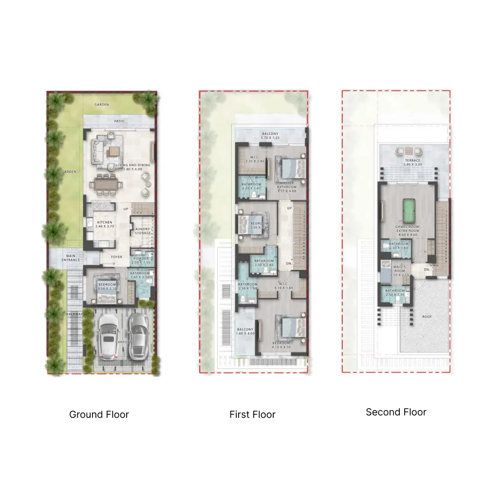 Damac Islands Phase 1 and 2 5 bed floor plan, 2,829 sqft