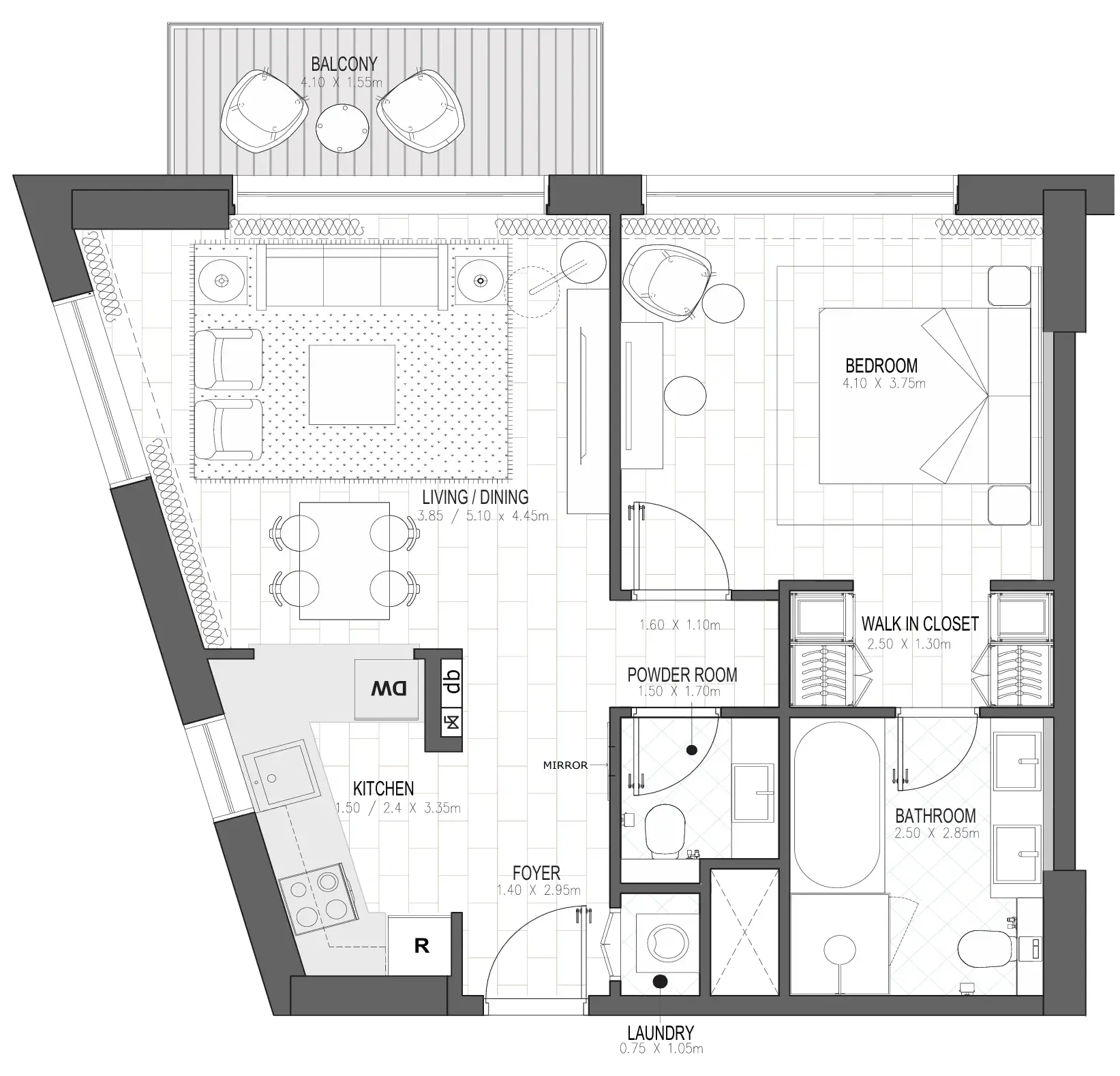 Palace Residences Al Mamsha 1 bed floor plan, 824 sqft