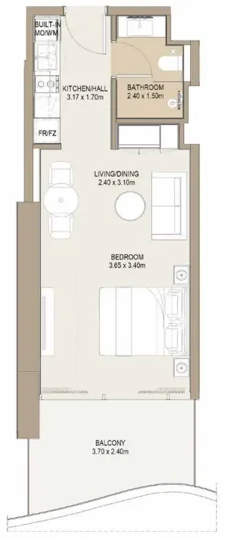 Laguna Residence Studio floor plan, 456 – 459 sqft