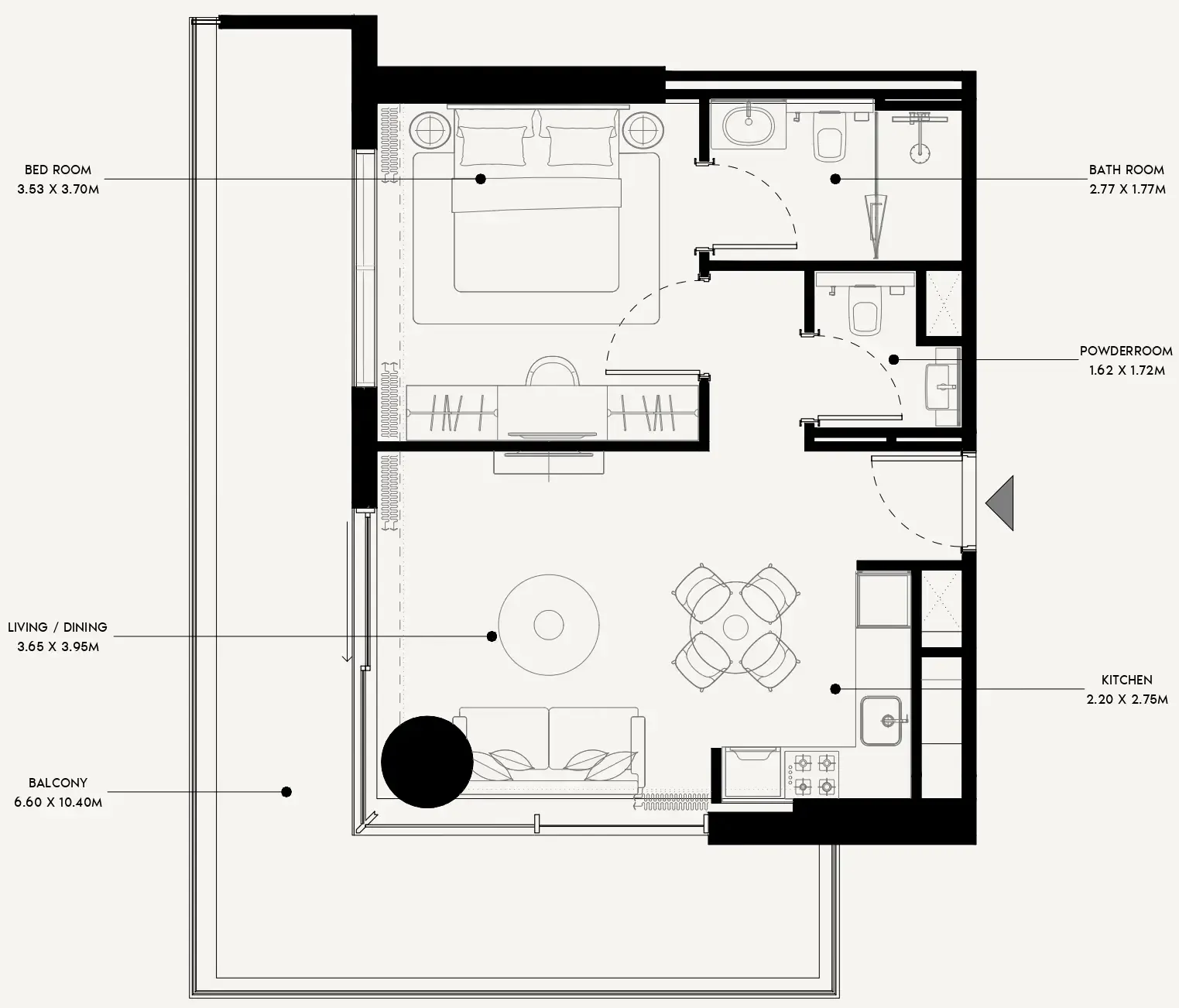 Azizi Venice 1 bed floor plan, 867 sqft