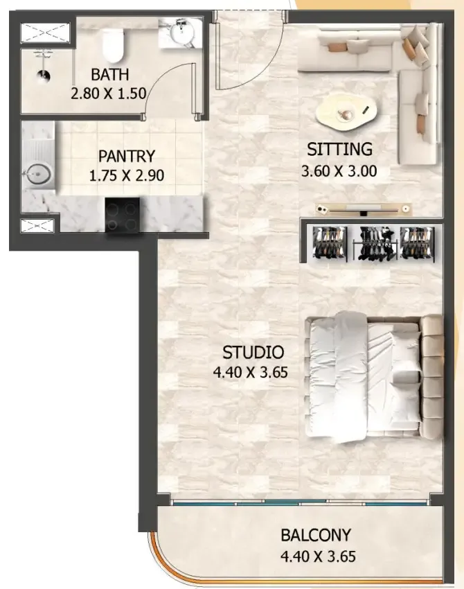 Crystal Tower by VHS Studio floor plan, 566 sqft