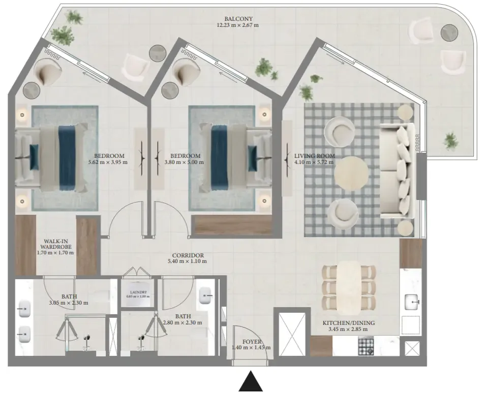 Fior 1 2 bed floor plan, 1,440 sqft