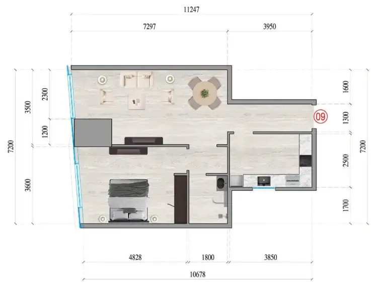 Al Ghaf Tower 1 bed floor plan, 772 – 773 sqft
