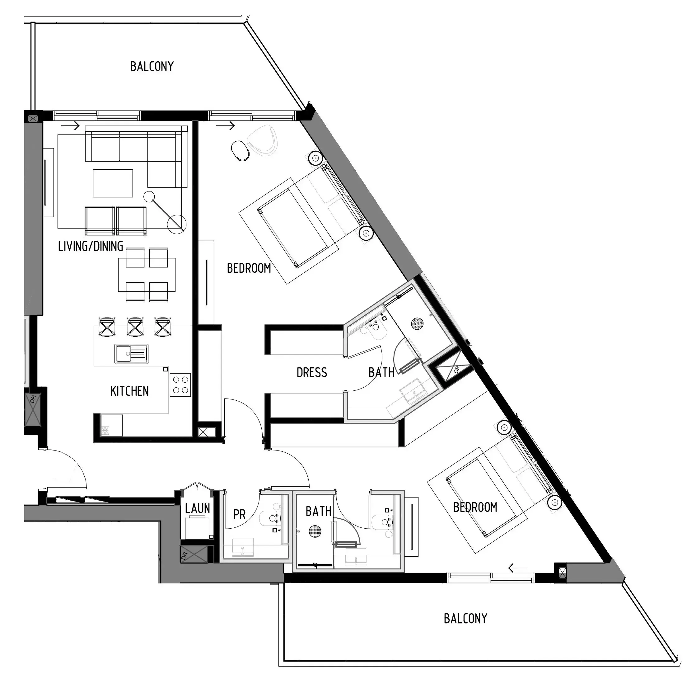 Chelsea Residences 2 bed floor plan, 1,659 sqft
