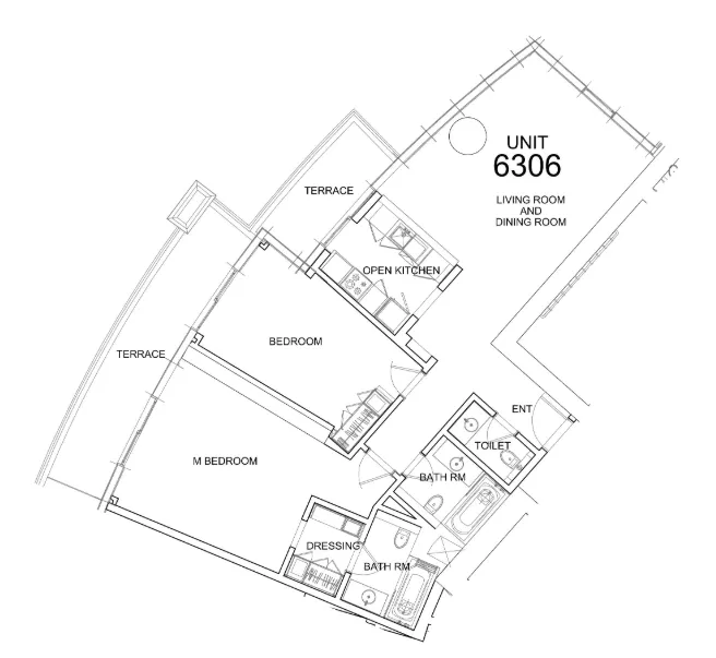 Damac Towers by Paramount 2 bed floor plan, 1,517 sqft