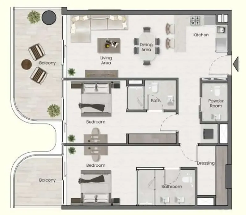 Saddlewood Park 2 bed floor plan, 1,078 sqft