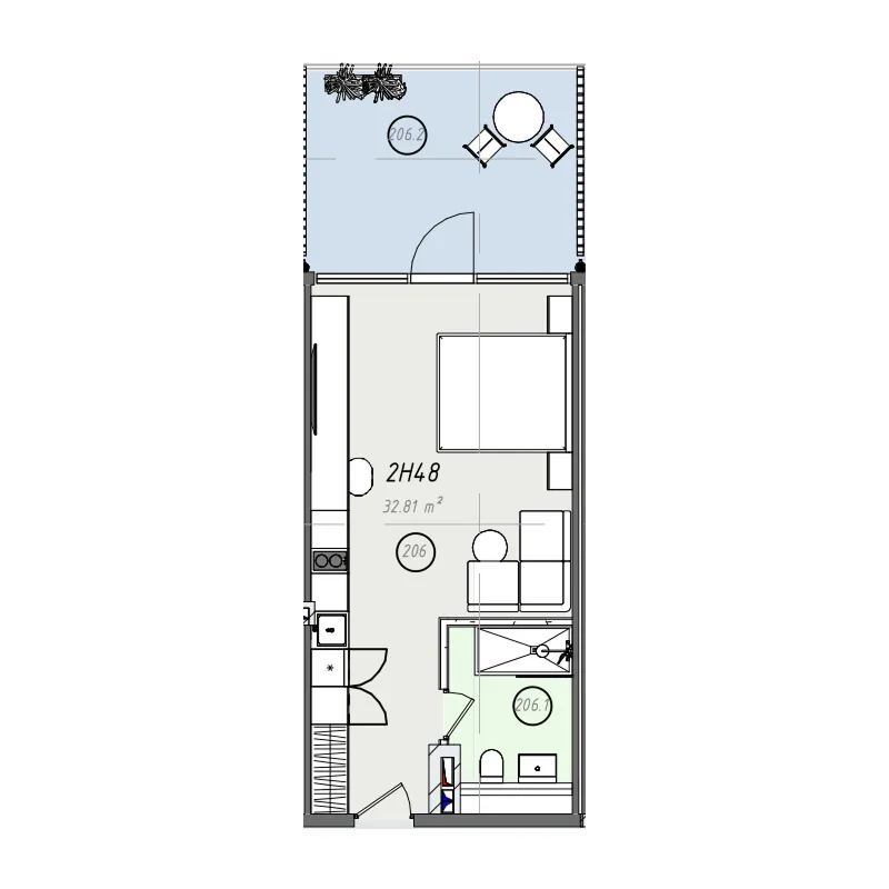 ZEN Studio floor plan, 355 sqft