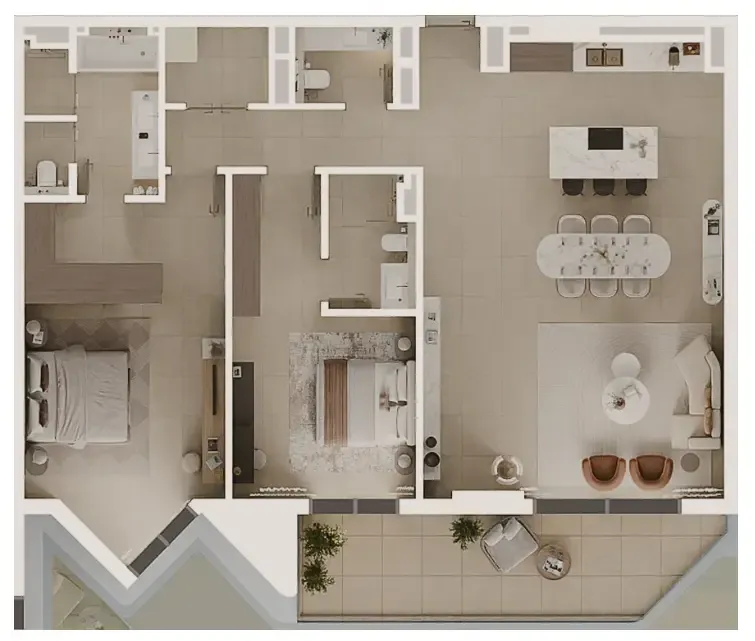 Bashayer 2 bed floor plan, 1,586 sqft