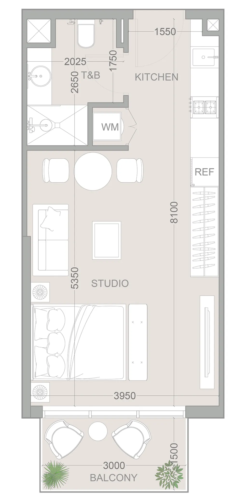 1WOOD Residence 2 Studio floor plan, 426 sqft