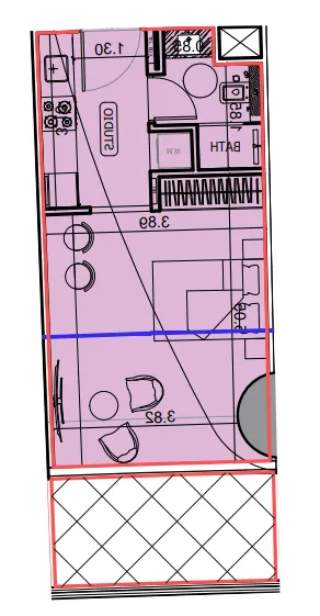 Binghatti Hillviews Studio floor plan, 446 sqft