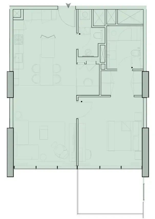 Wynwood Horizon 1 bed floor plan, 933 sqft