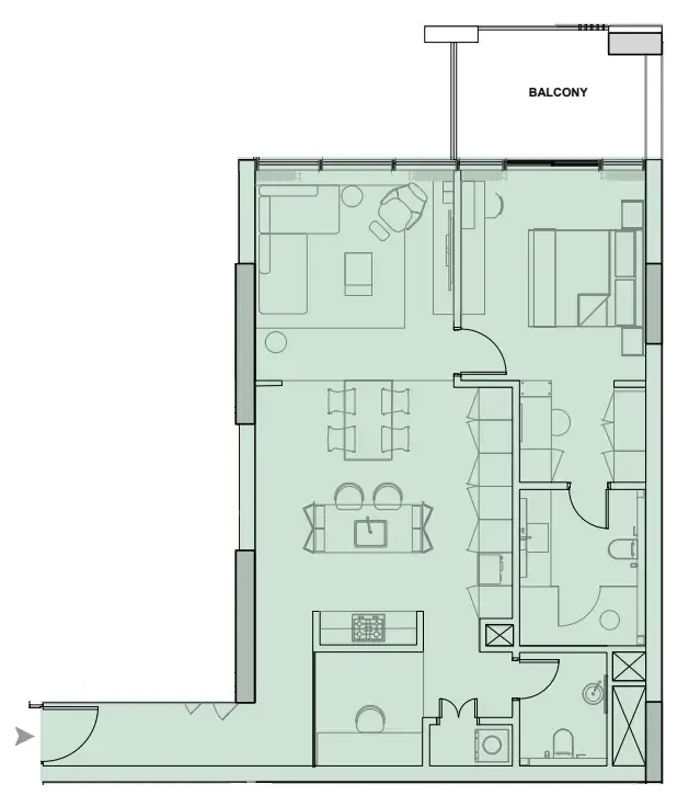 Wynwood Horizon 1 bed floor plan, 1,079 – 1,181 sqft