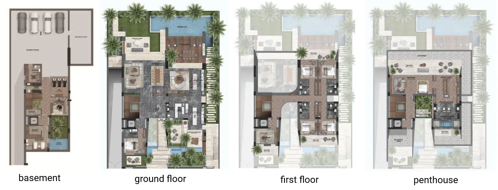 Serenity Mansions 6 bed floor plan, 12,720 sqft