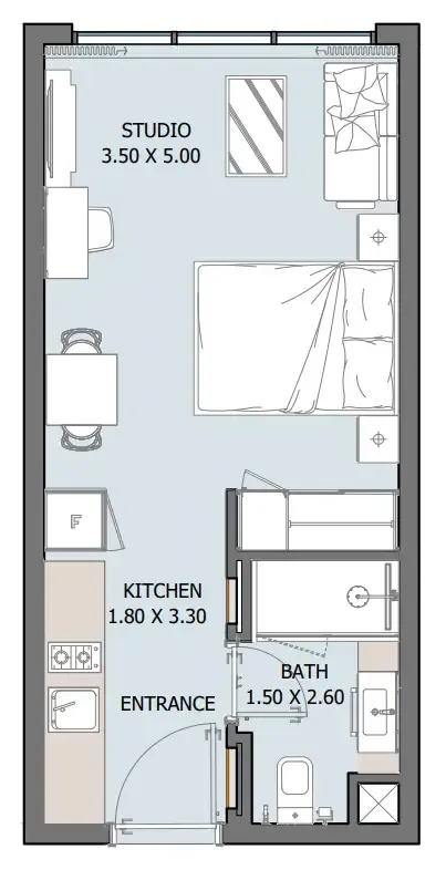 Oceana Studio floor plan, 315 sqft