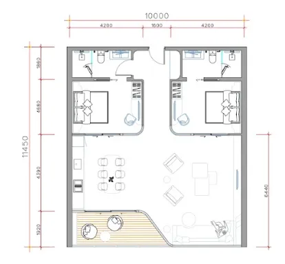 Sole Mio Residences 2 bed floor plan, 828 – 1,232 sqft
