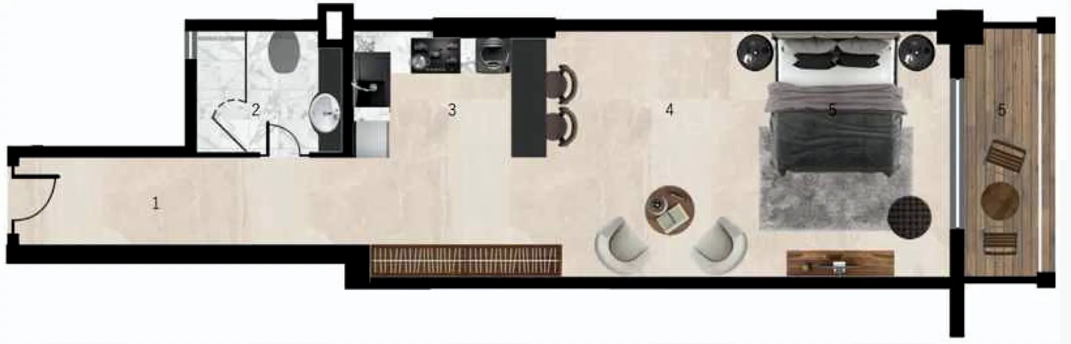 7 Seasons Studio floor plan, 677 – 701 sqft