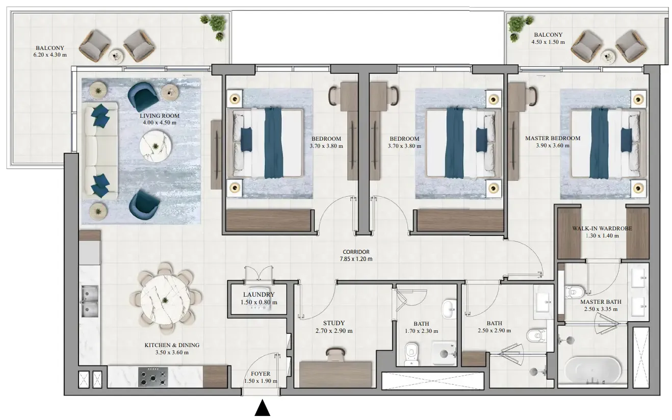 Grove Ridge 3 bed floor plan, 1,755 sqft