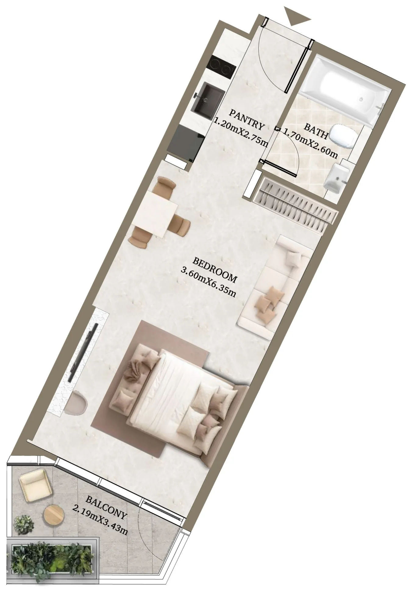 Arthouse Hills Studio floor plan, 472 sqft