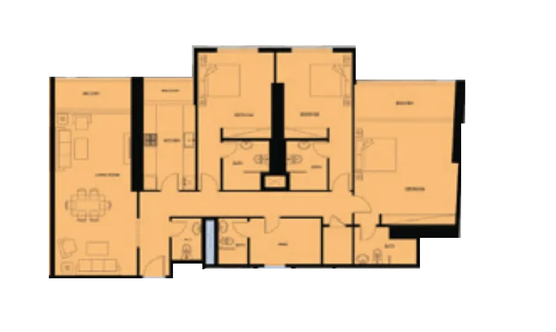 Faradis Tower 3 bed floor plan, 1,981 sqft