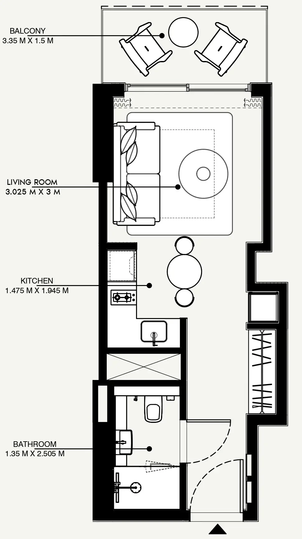 Azizi Venice Studio floor plan, 363 sqft