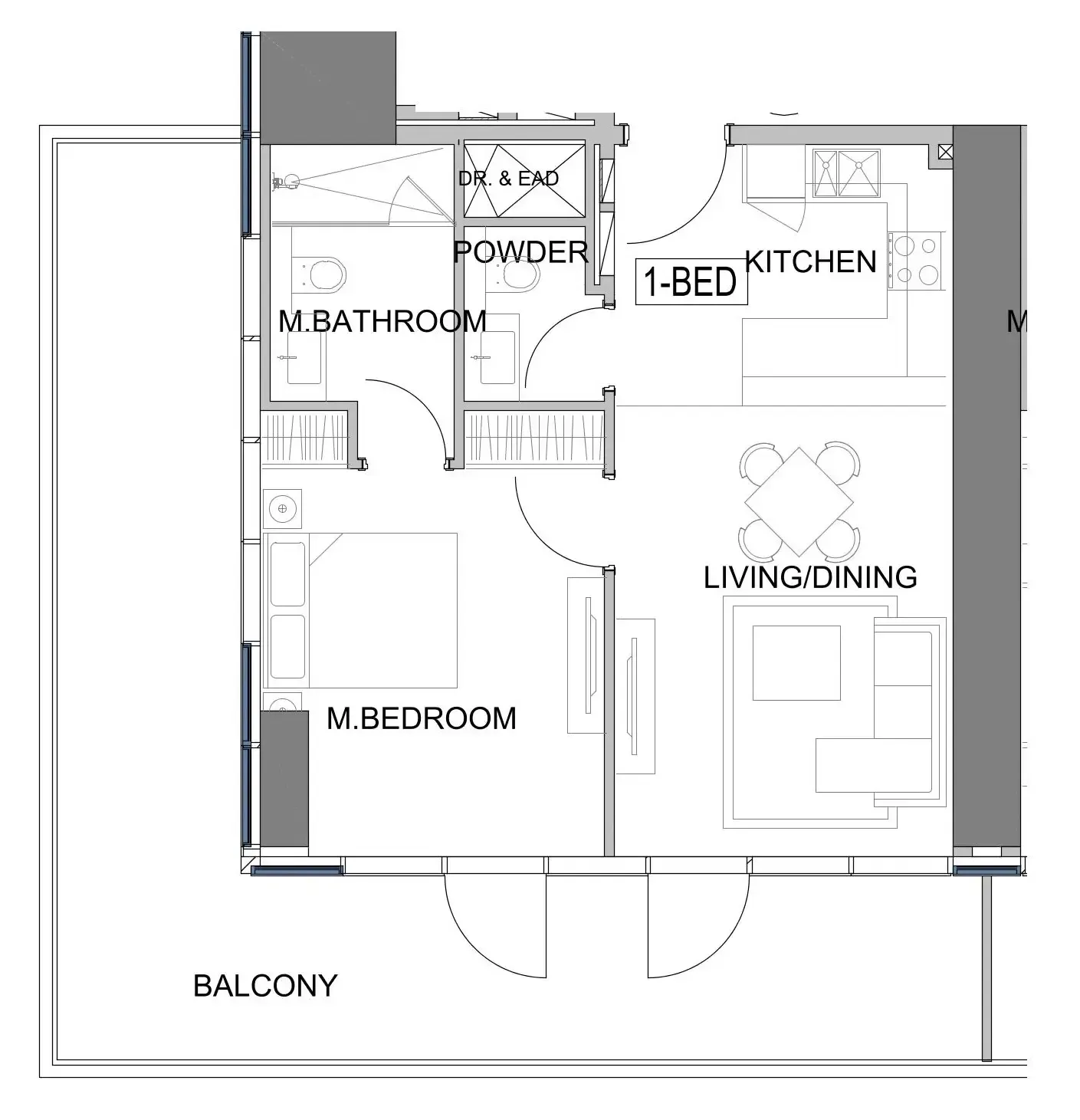 Damac Safa Gate 1 bed floor plan, 984 sqft