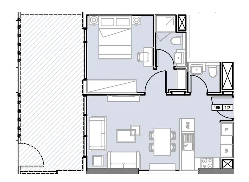 Verdana III 1 bed floor plan, 734 sqft