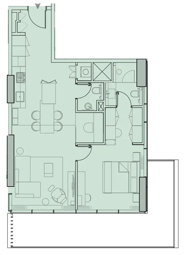 Wynwood Horizon 1 bed floor plan, 1,061 sqft