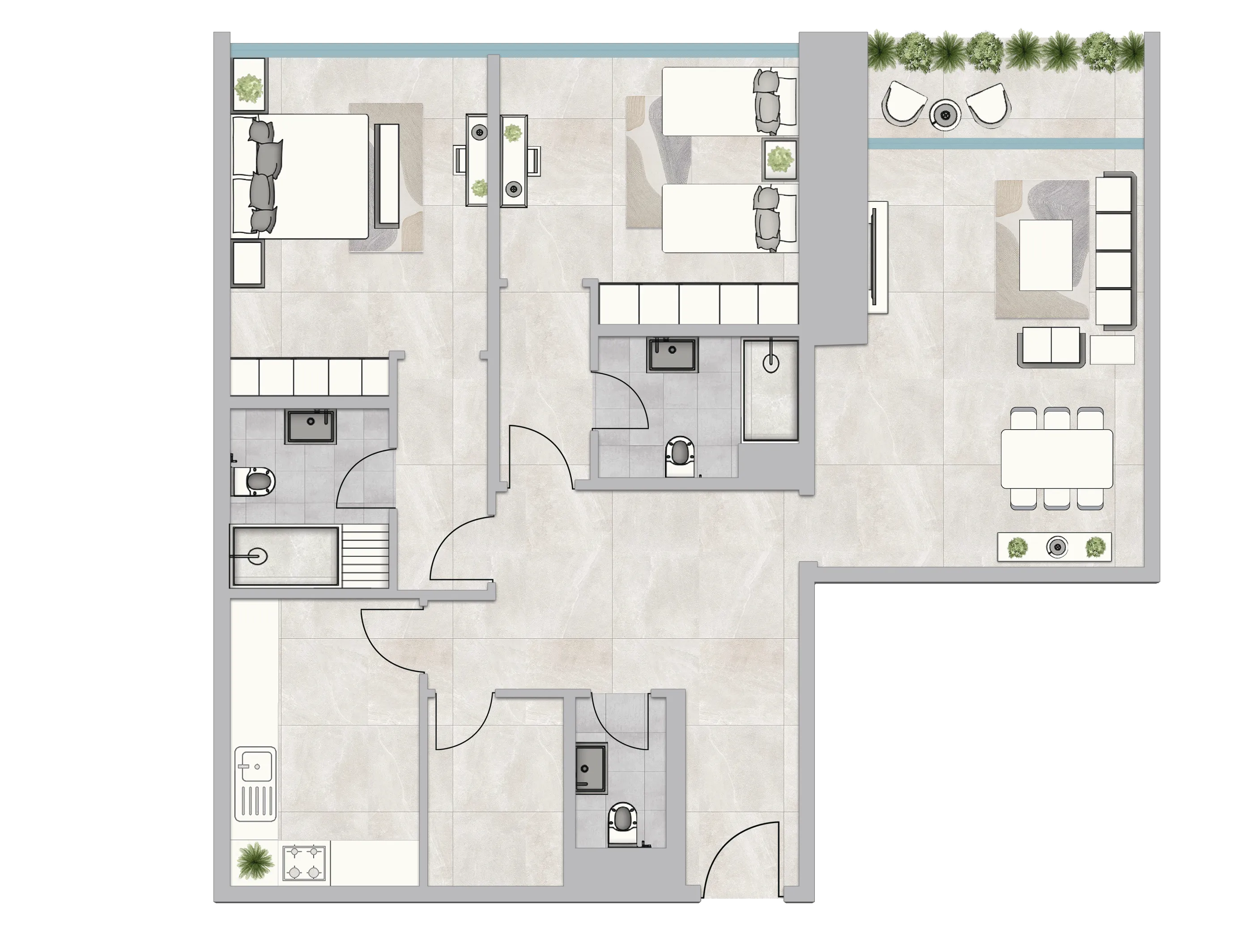 Infinity Tower 2 bed floor plan, 3,762 sqft