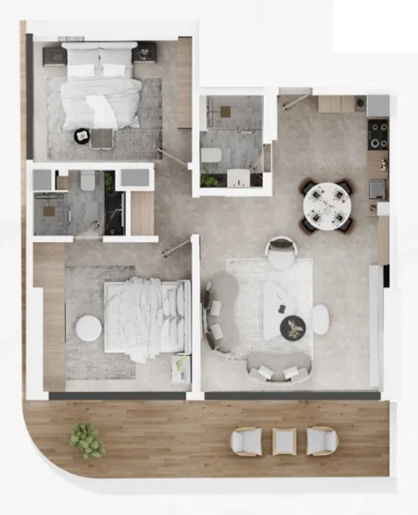 Electra Acube 2 bed floor plan, 1,098 sqft