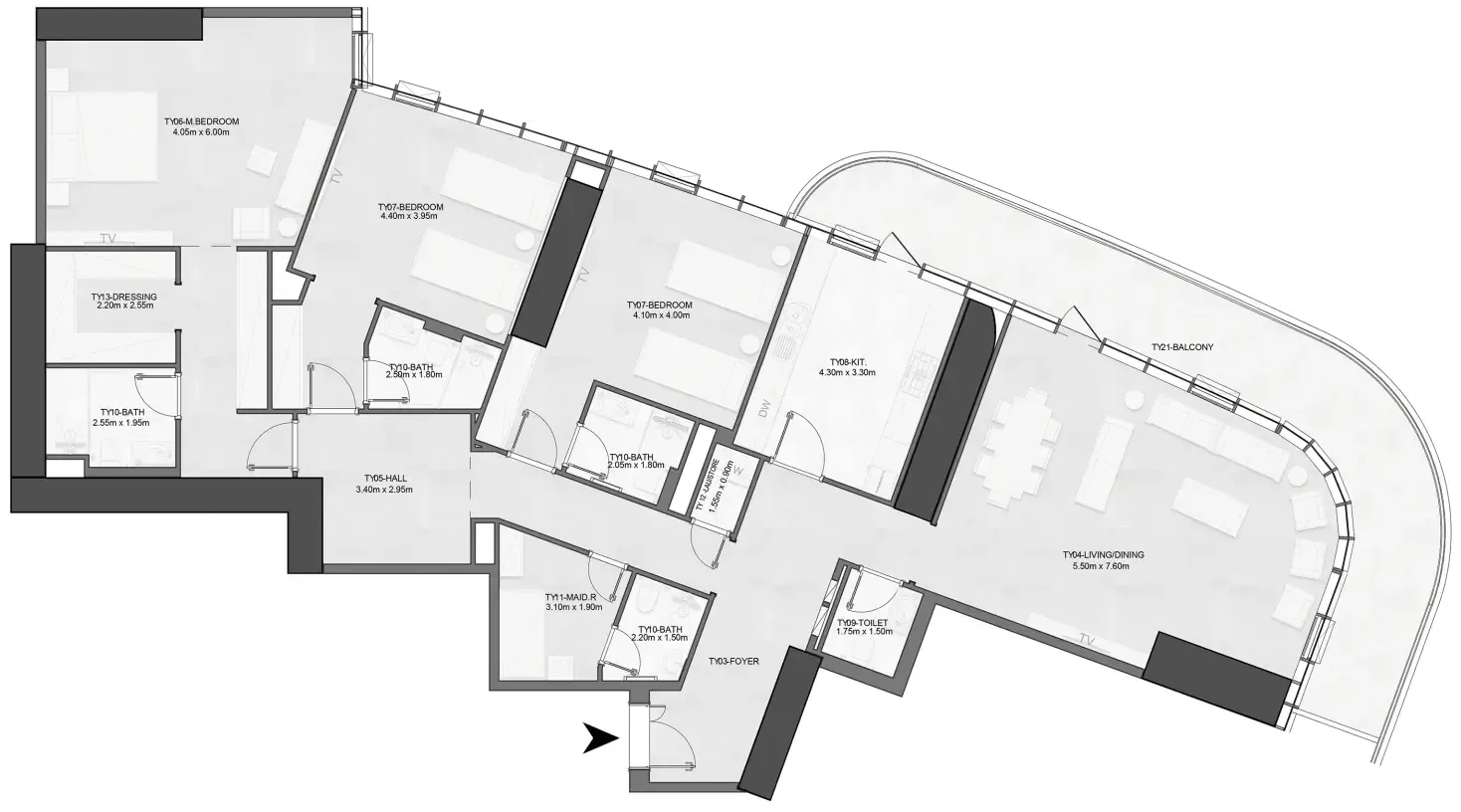 Joud Tower 3 bed floor plan, 2,770 – 2,782 sqft