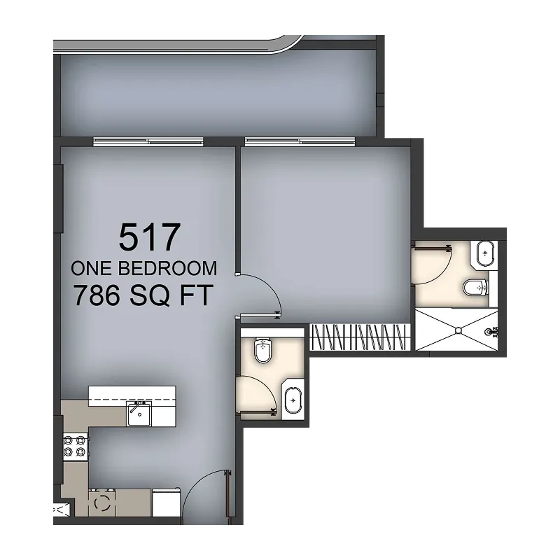 Aizel Tower 1 bed floor plan, 786 sqft