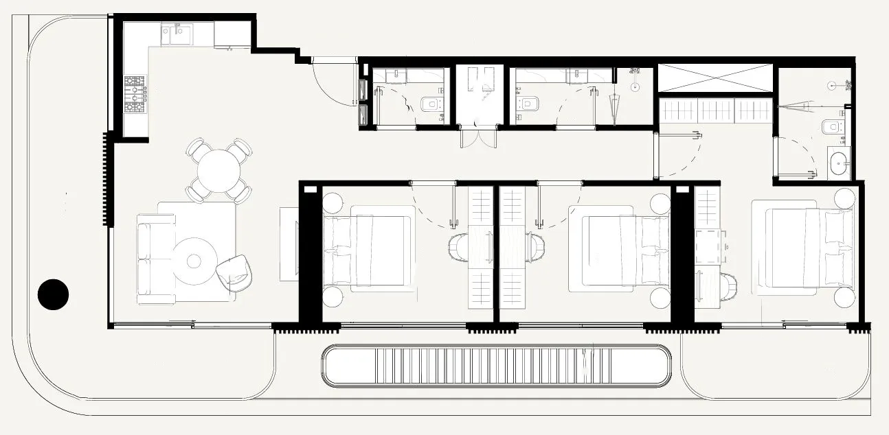 Azizi Abraham 3 bed floor plan, 1,408 sqft