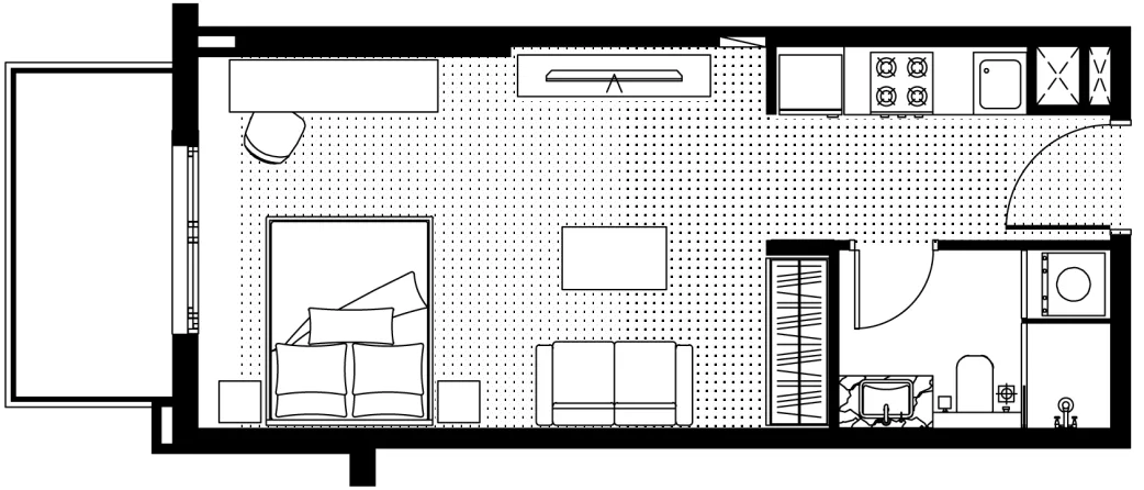 FH Residency Studio floor plan, 420 sqft