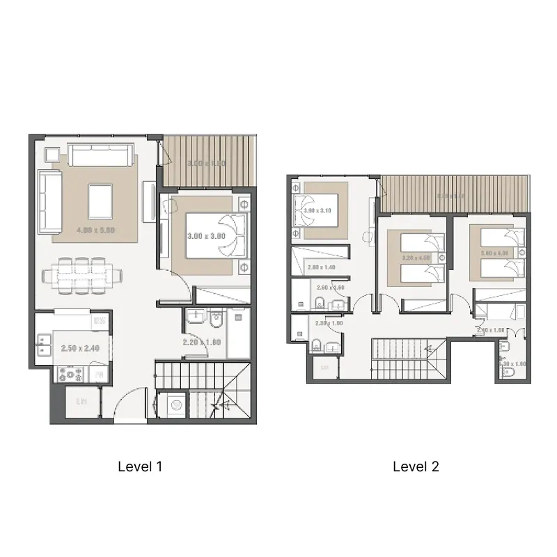 Bab Al Qasr Residence 31 4 bed floor plan, 1,677 – 1,689 sqft