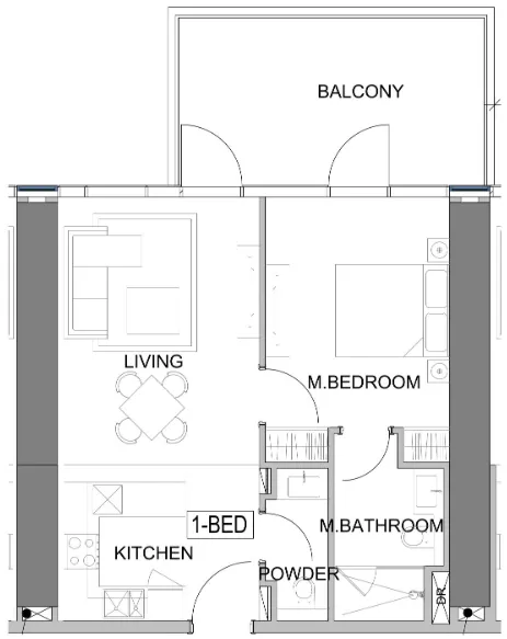 Damac Safa Gate 1 bed floor plan, 766 – 784 sqft